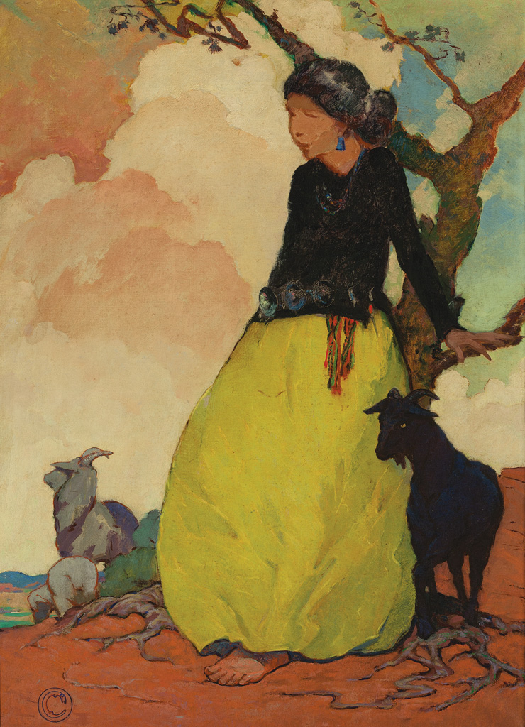 Mary-Russell Ferrell Colton, Navajo Shepherdess, c. 1916, oil on canvas, 36 x 26 inches, Museum of Northern Arizona Fine Arts Collection, C869.