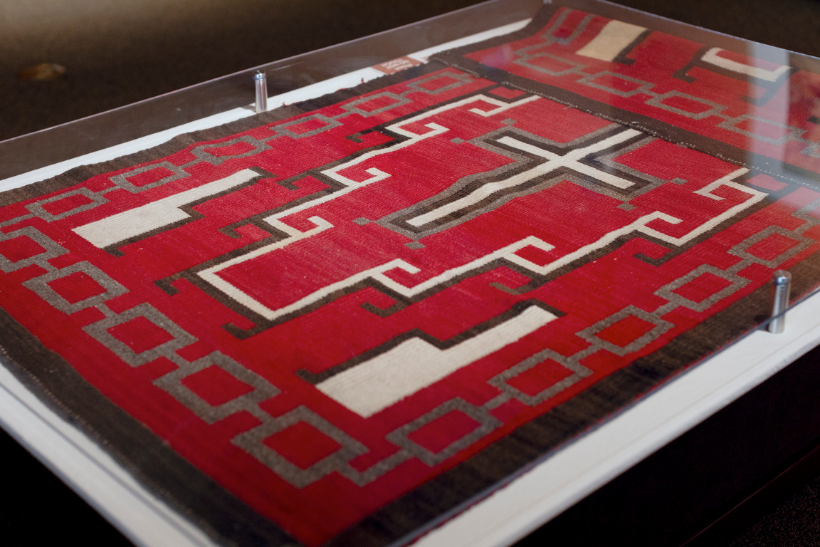 Handwoven Ganado-style Navajo rug from the early 20th century.